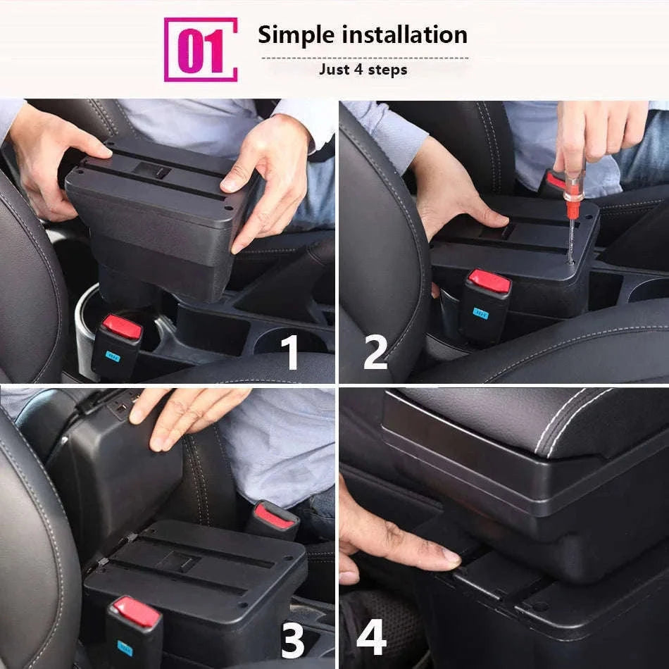 Car Armrest Box for Swift 2005-2024-C3 Black white NOUSB