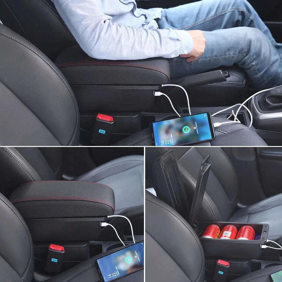 Car Armrest Box for Swift 2005-2024-C3 Black white NOUSB