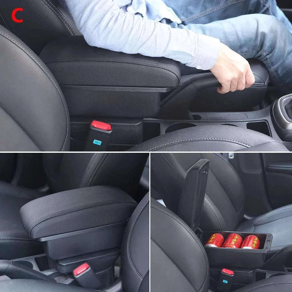 Car Armrest Box for Swift 2005-2024-C3 Black white NOUSB