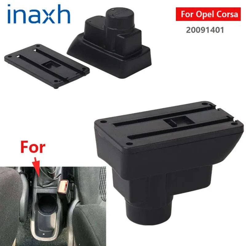 Car Armrest Box with Storage for 2011-2019-C1 Black red NO USB
