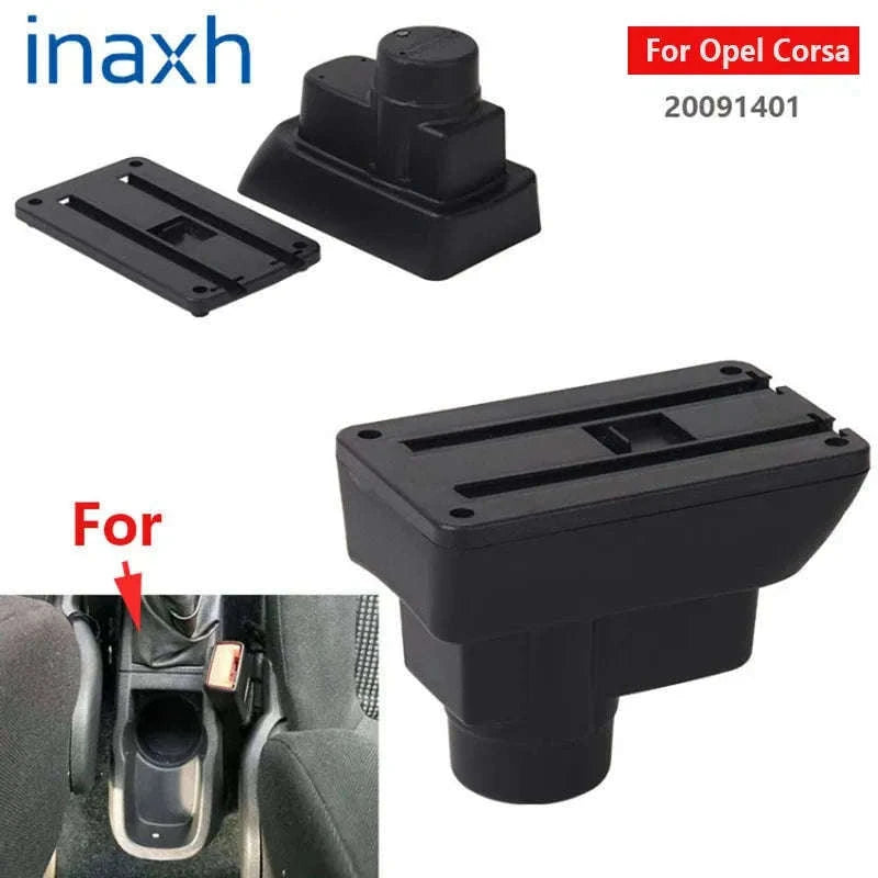 Car Armrest Box with Storage for 2011-2019-C1 Black red NO USB
