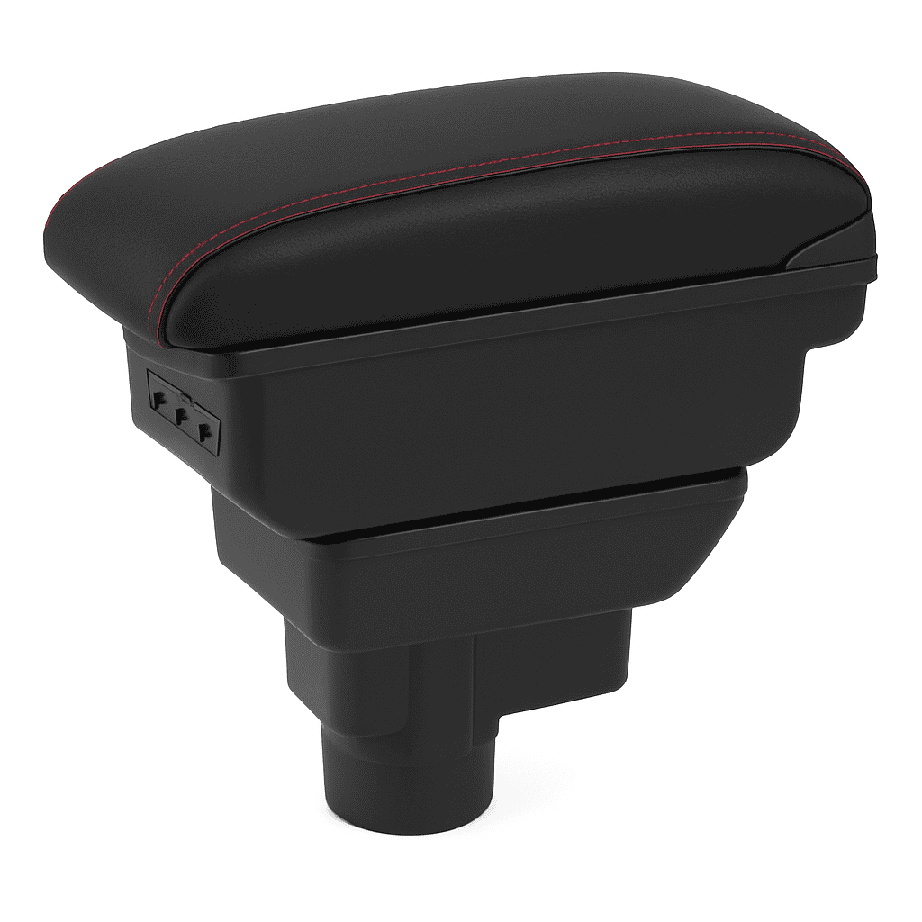 Car Armrest Box with Storage for 2011-2019-C1 Black red NO USB