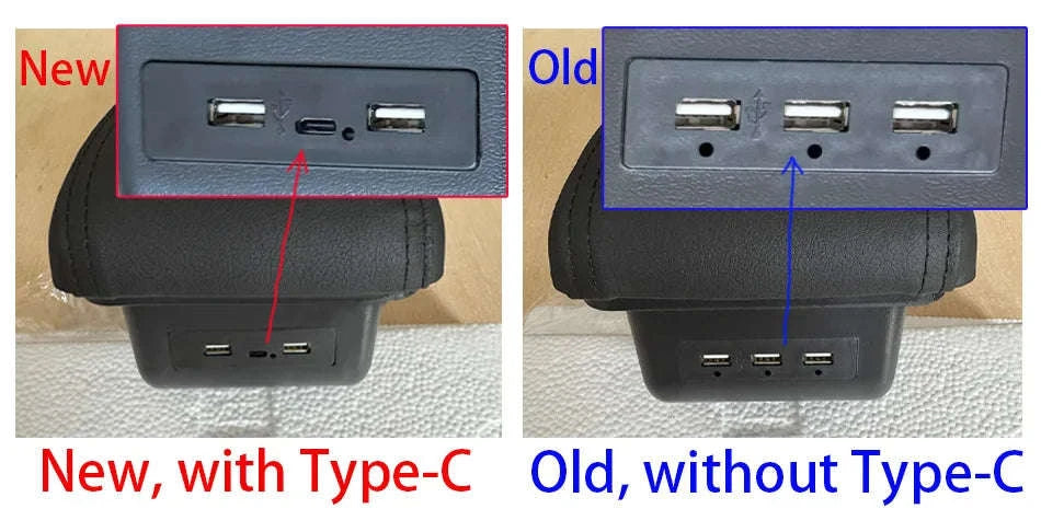 Car Armrest Box with Storage for 2011-2019-C1 Black red NO USB