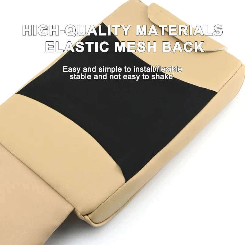 Car Armrest Cushion with Tissue Holder and Storage Pocket-Black