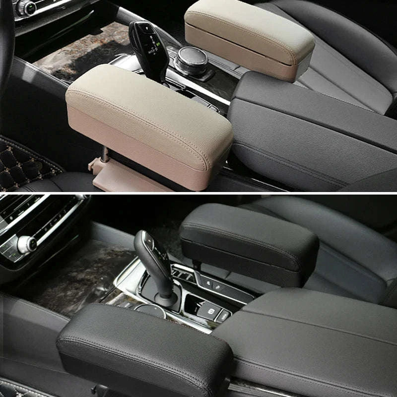 Car Armrest Support Pad with Storage Organizer Adjustable Height-Gray 1pc