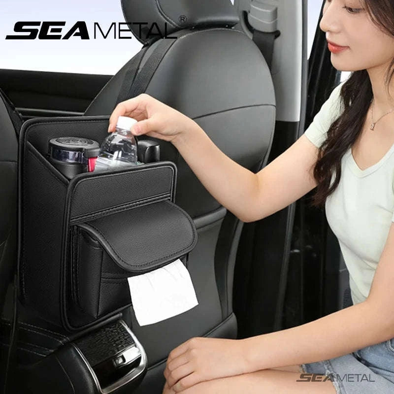 Car Back Seat Organizer Tissue Holder Storage Bag-1pc