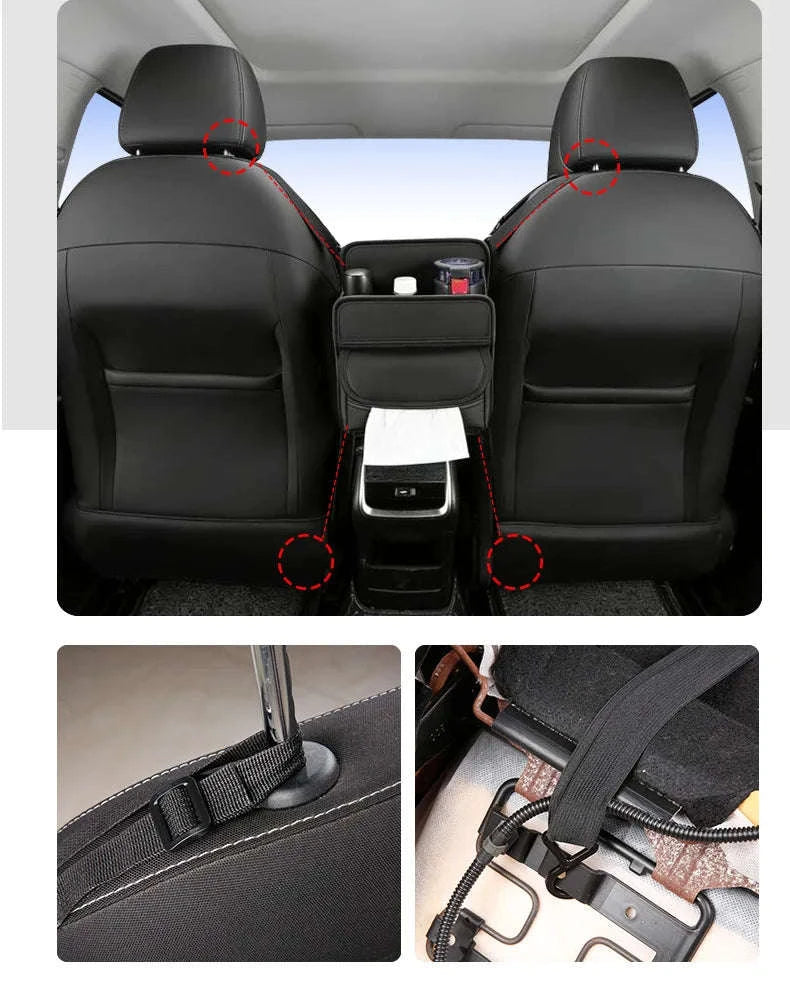 Car Back Seat Organizer Tissue Holder Storage Bag-1pc