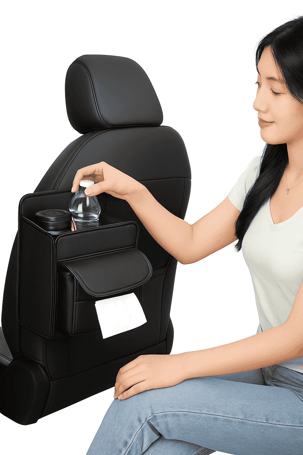 Car Back Seat Organizer Tissue Holder Storage Bag-1pc