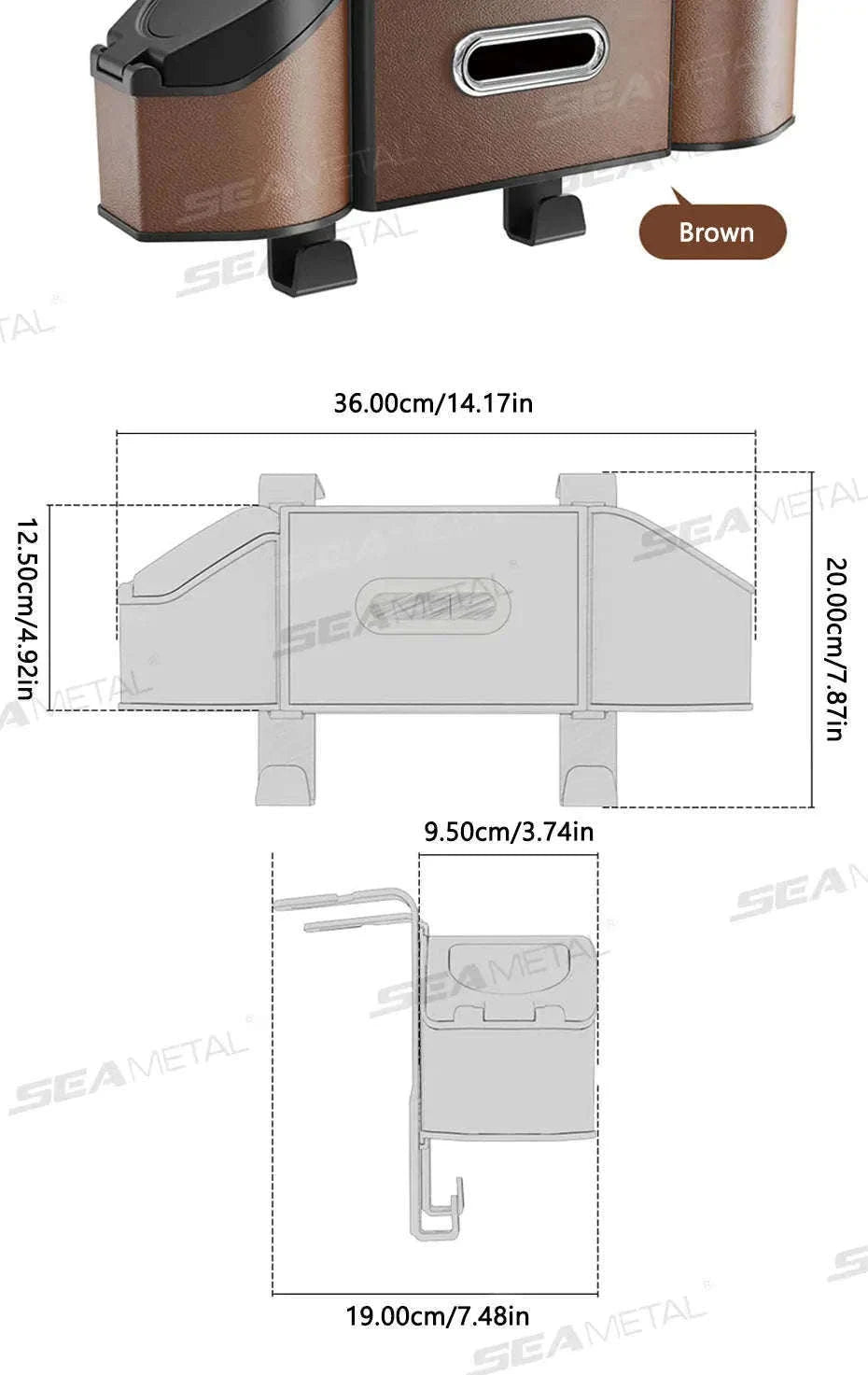 Car Back Seat Organizer with Cup Holder and Hooks-Gray 1pc