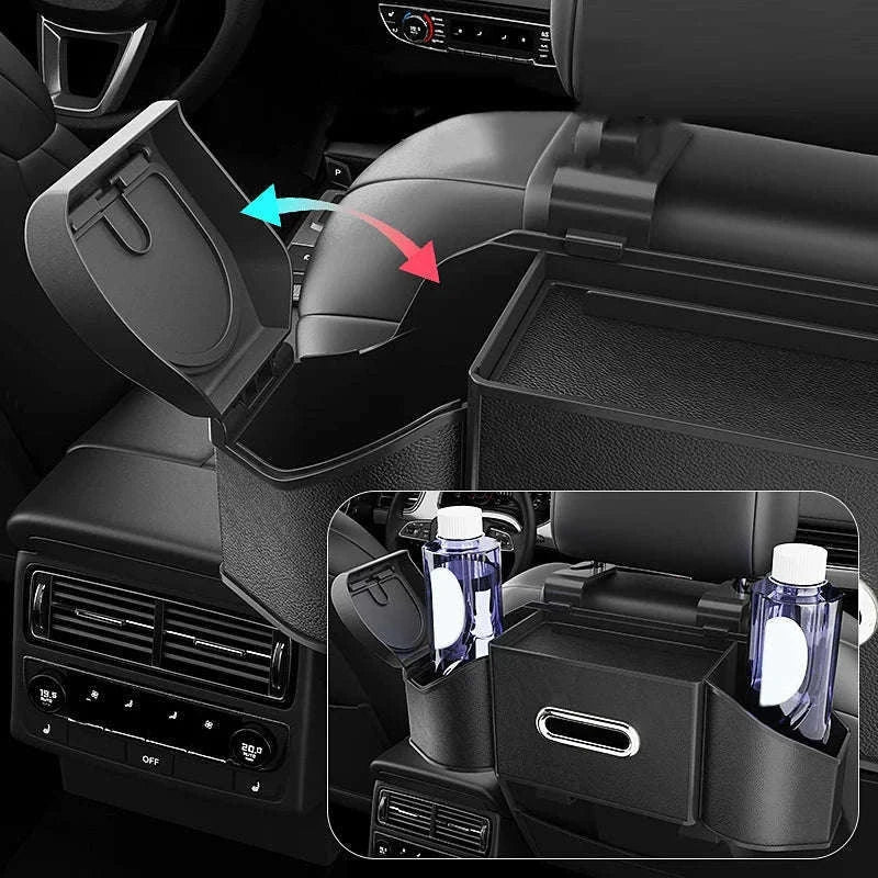 Car Back Seat Organizer with Cup Holder and Hooks-Gray 1pc