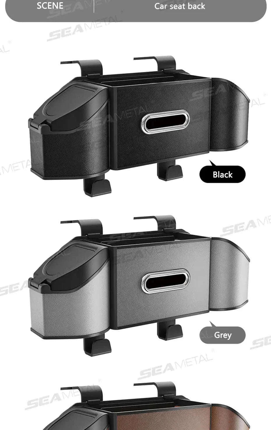 Car Back Seat Organizer with Cup Holder and Hooks-Gray 1pc