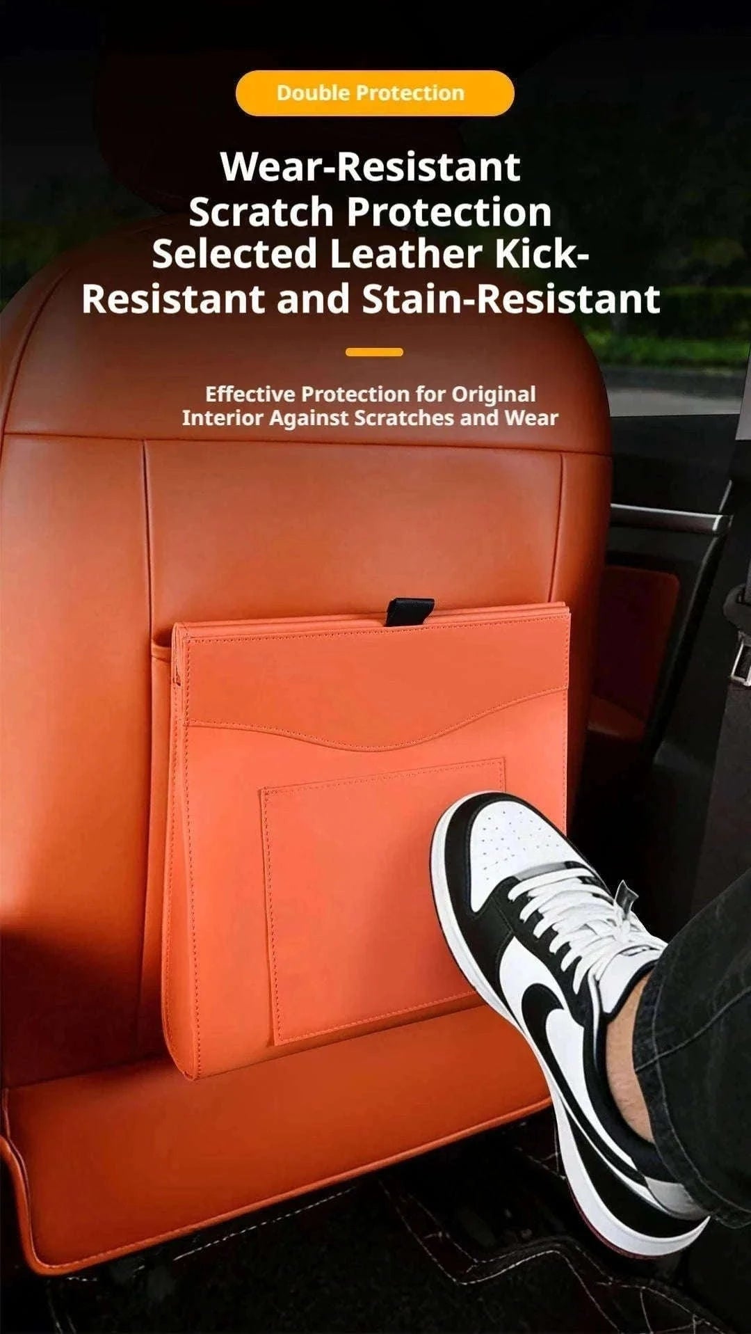 Car Back Seat Trash Bin with Lid, Leakproof Seatback Organizer-Black
