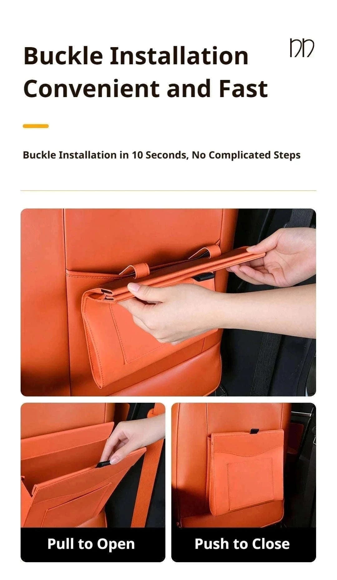 Car Back Seat Trash Bin with Lid, Leakproof Seatback Organizer-Black