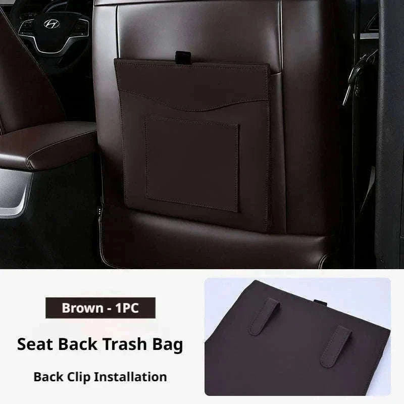 Car Back Seat Trash Bin with Lid, Leakproof Seatback Organizer-Black