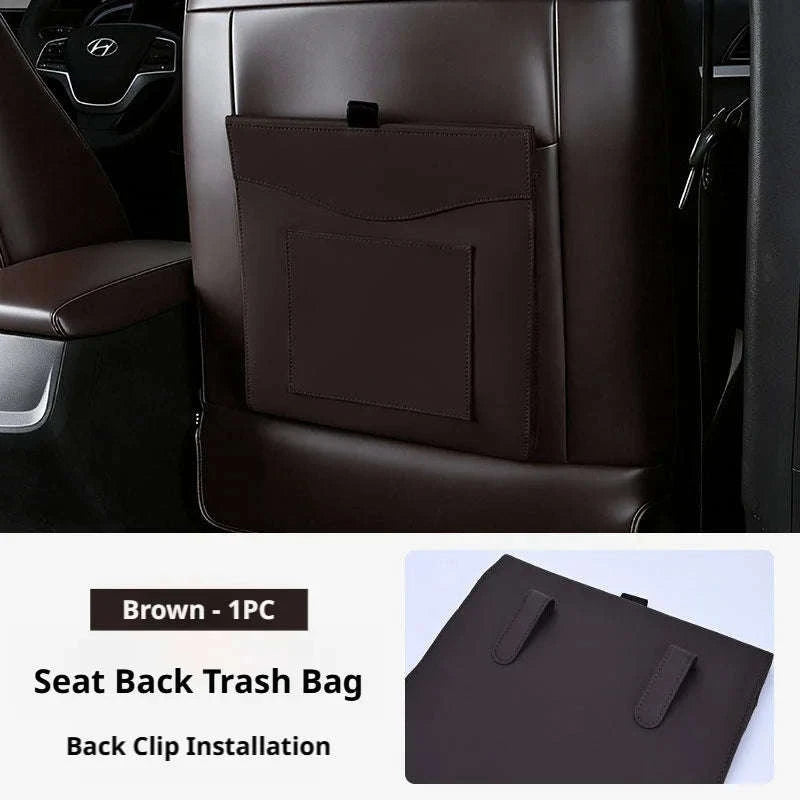 Car Back Seat Trash Bin with Lid, Leakproof Seatback Organizer-Black