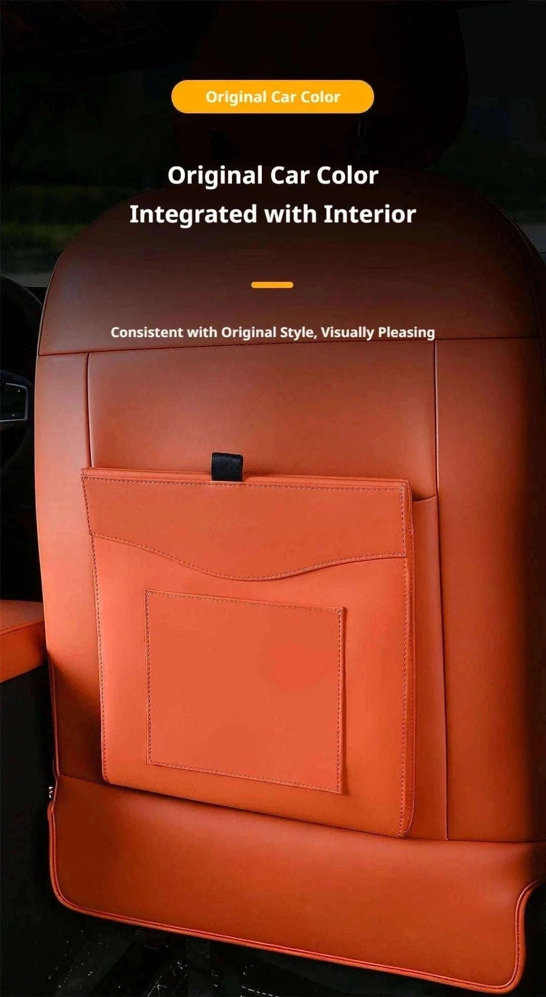 Car Back Seat Trash Bin with Lid, Leakproof Seatback Organizer-Black