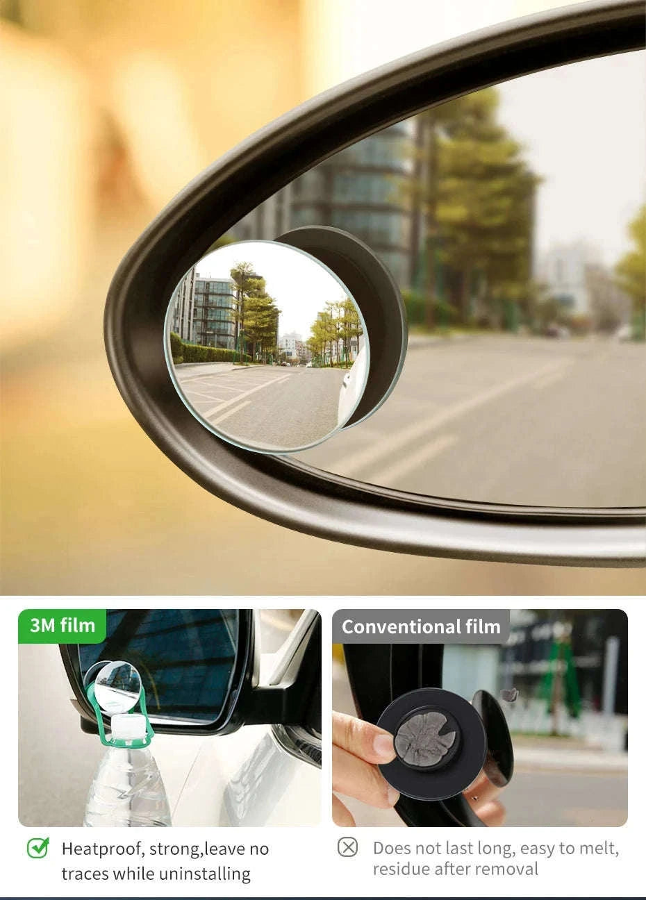 Car Blind Spot Mirror 2pcs 360° Wide Angle HD Convex Glass-Glass