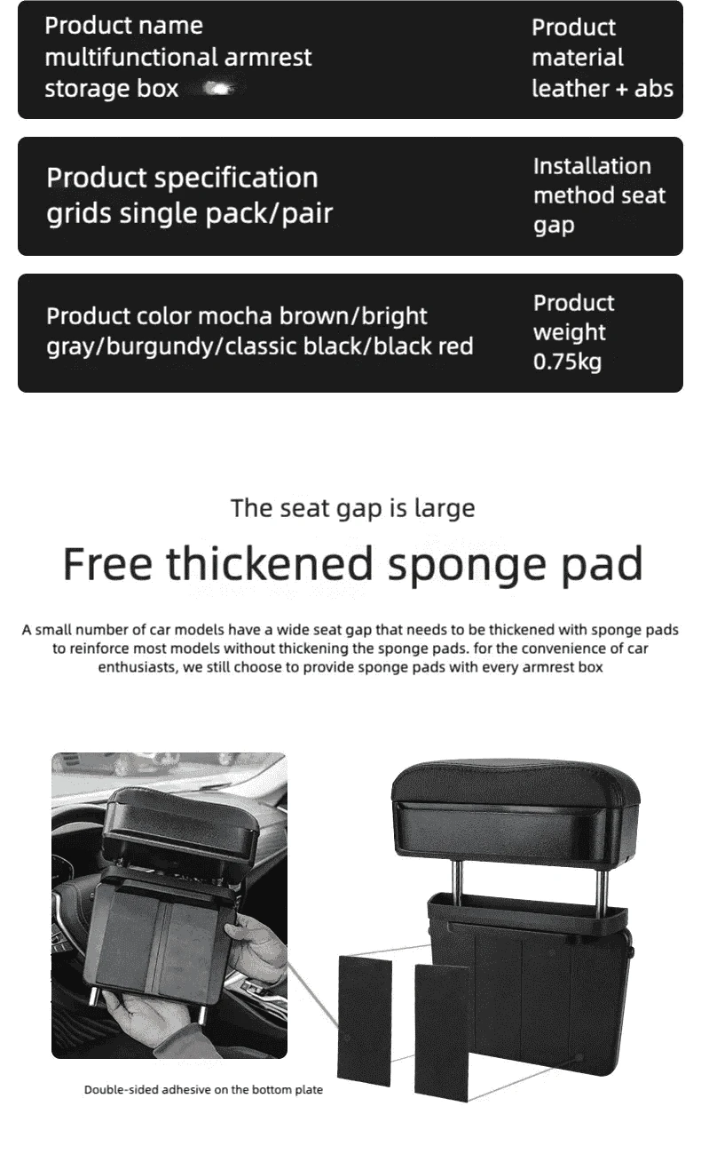 Car Central Handrail Armrest Pad-Dark Grey