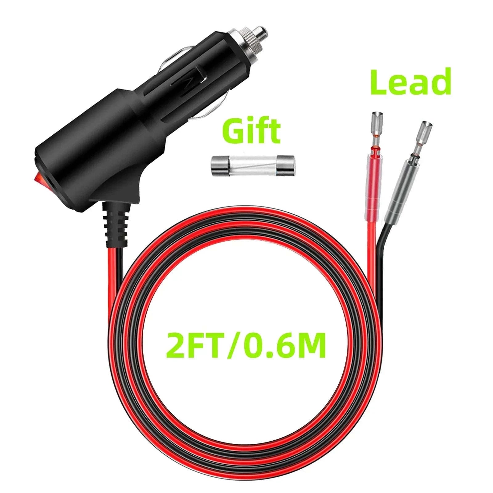 Car Cigarette Lighter Extension Cord with On/Off Switch-Black-S-6FT