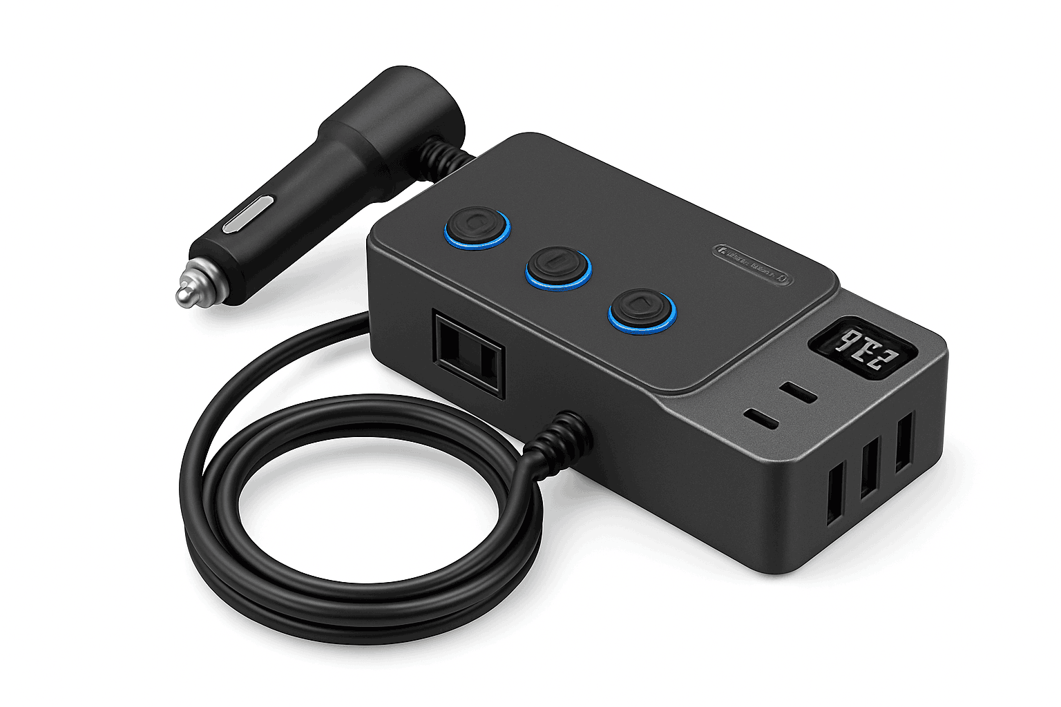 Car Cigarette Lighter Splitter Adapter with Multi-Port USB Charging-B