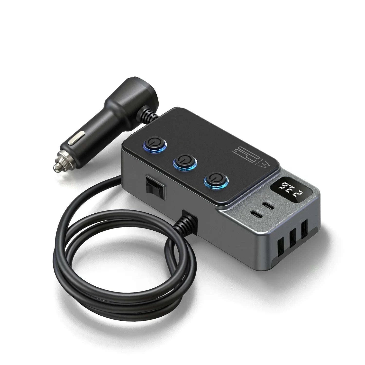 Car Cigarette Lighter Splitter Adapter with Multi-Port USB Charging-B