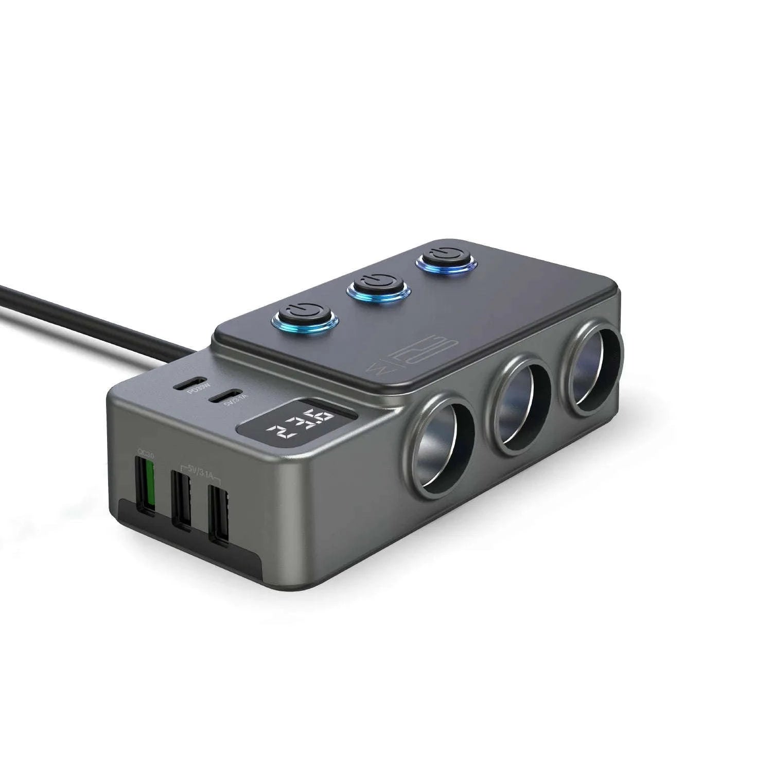 Car Cigarette Lighter Splitter Adapter with Multi-Port USB Charging-B