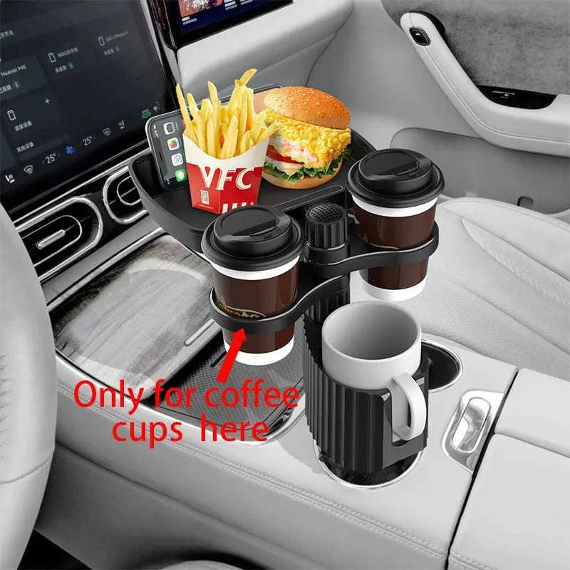Car Cup Holder Expander Tray with Detachable Tray-Black