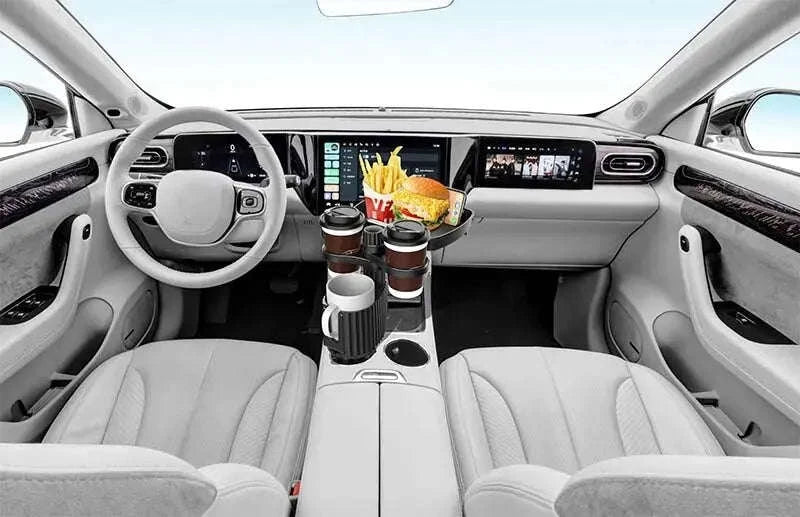 Car Cup Holder Expander Tray with Detachable Tray-Black
