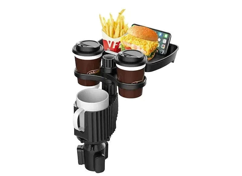 Car Cup Holder Expander Tray with Detachable Tray-Black