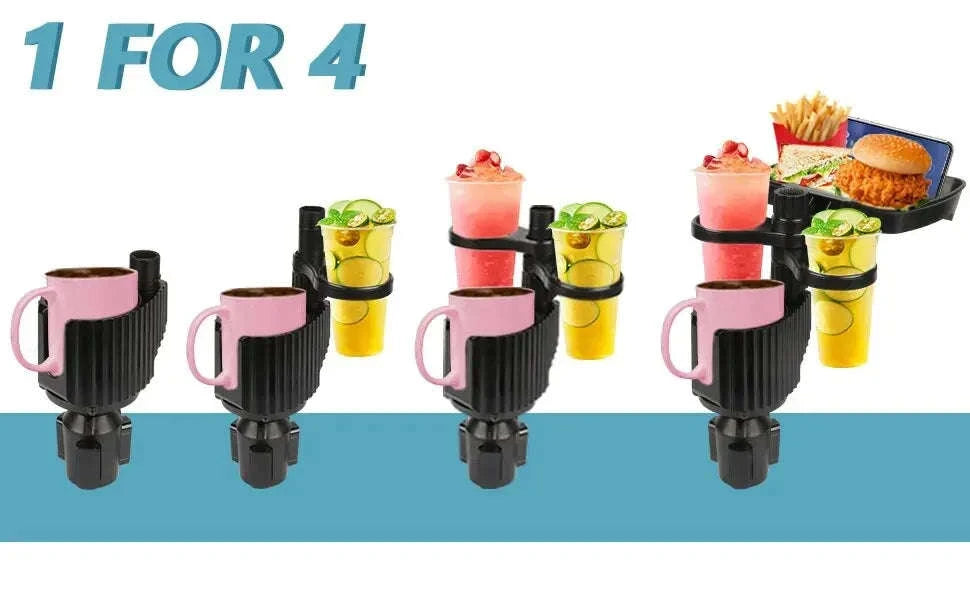 Car Cup Holder Expander Tray with Detachable Tray-Black