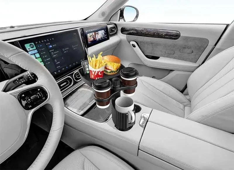 Car Cup Holder Expander Tray with Detachable Tray-Black