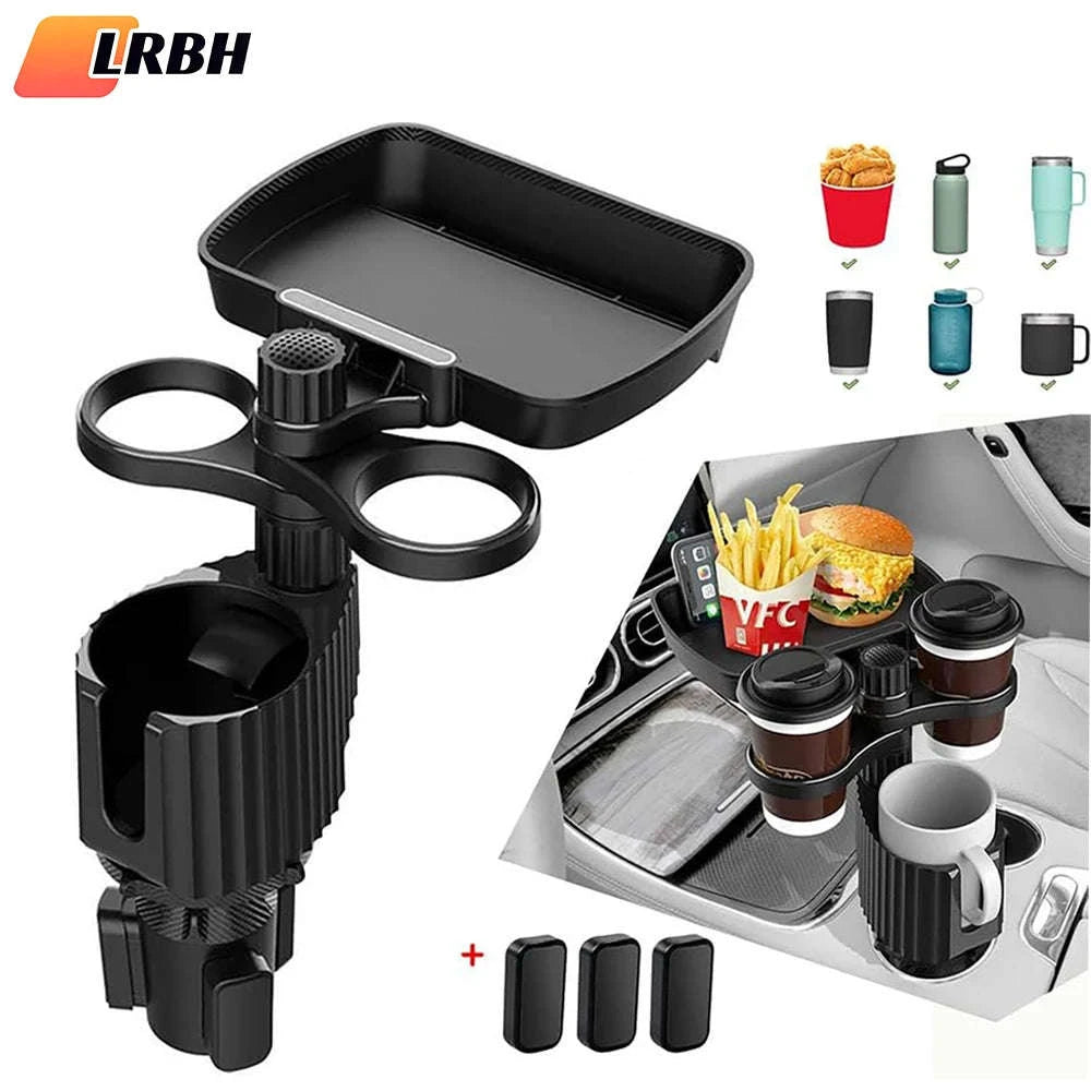 Car Cup Holder Expander Tray with Detachable Tray-Black