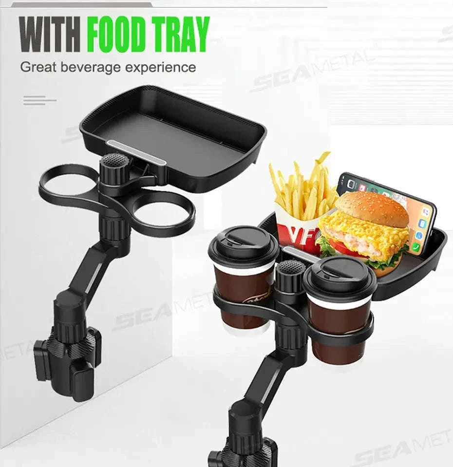 Car Cup Holder Expander with Food Tray and Phone Slot-No phone holder