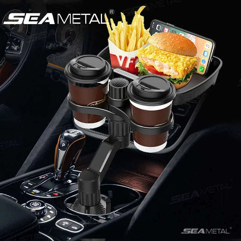 Car Cup Holder Expander with Food Tray and Phone Slot-No phone holder