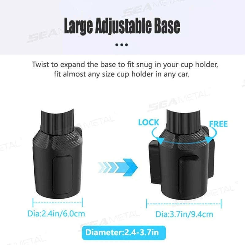 Car Cup Holder Expander with Food Tray and Phone Slot-No phone holder