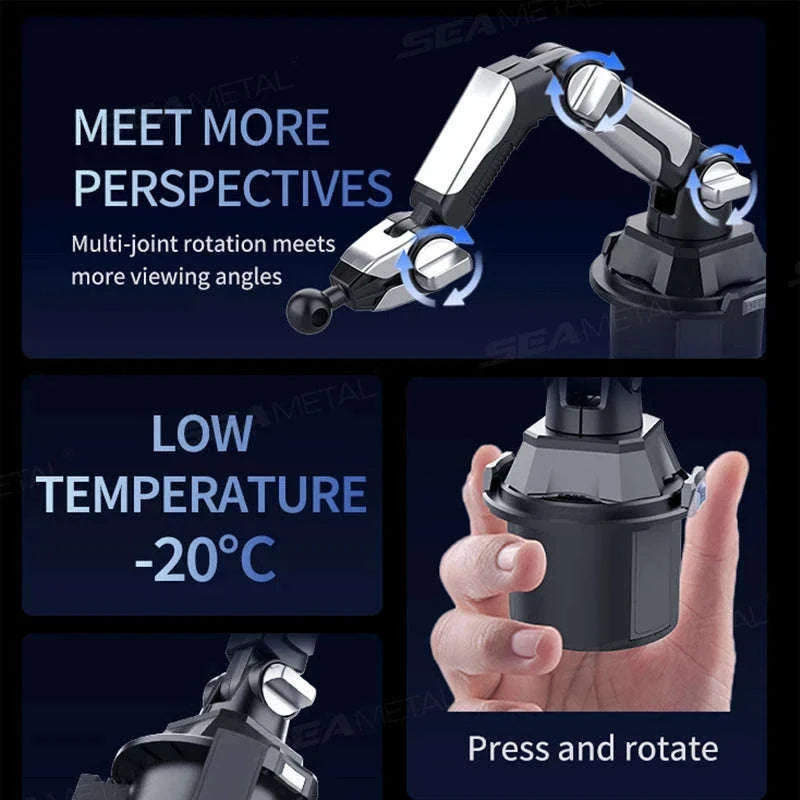 Car Cup Holder Phone Mount Adjustable Base 360-Degree Rotation-1pc