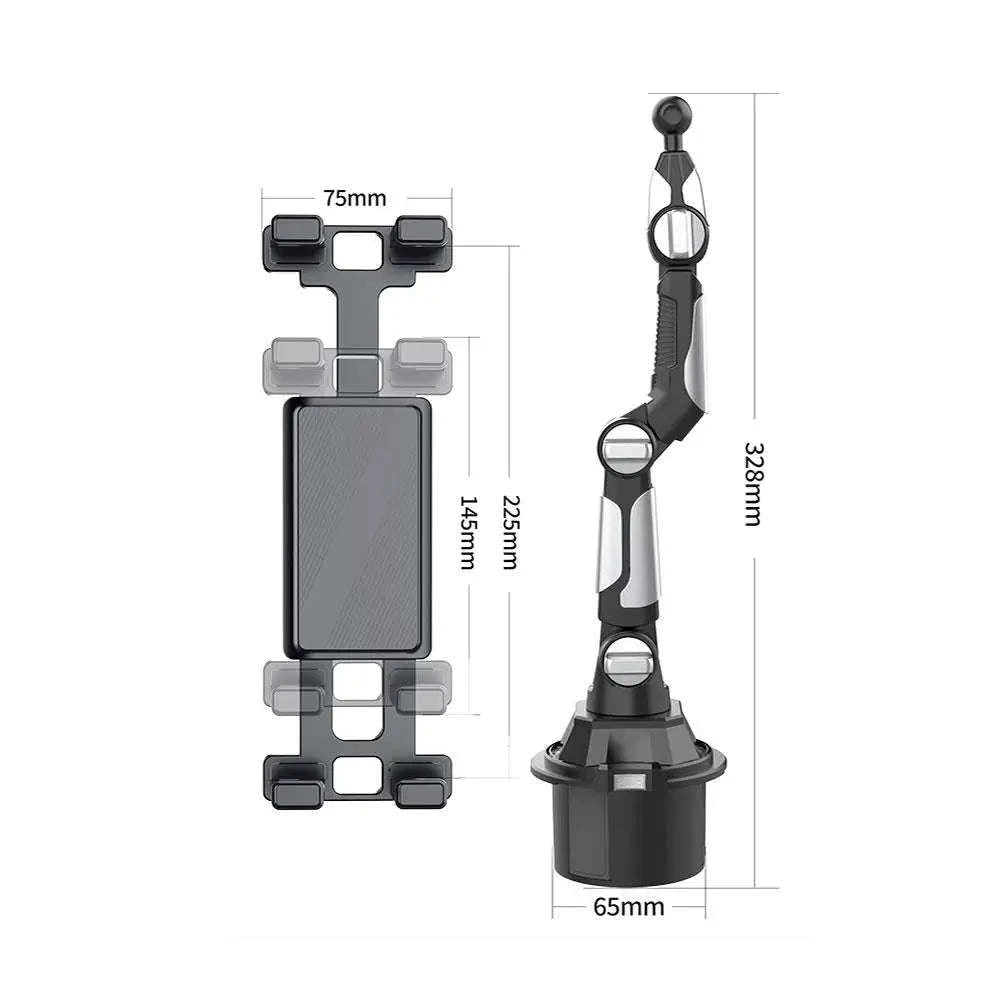 Car Cup Holder Tablet and Phone Mount with Adjustable Long Arm-A