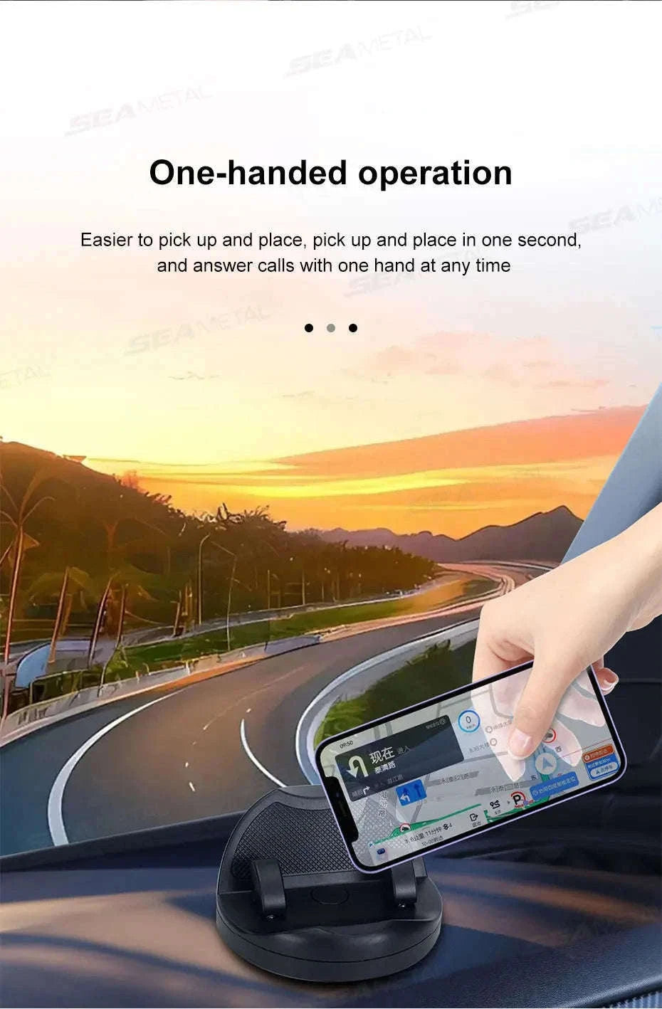 Car Dashboard Phone Holder with Rotatable Base and Anti-Slip Design-1 pc