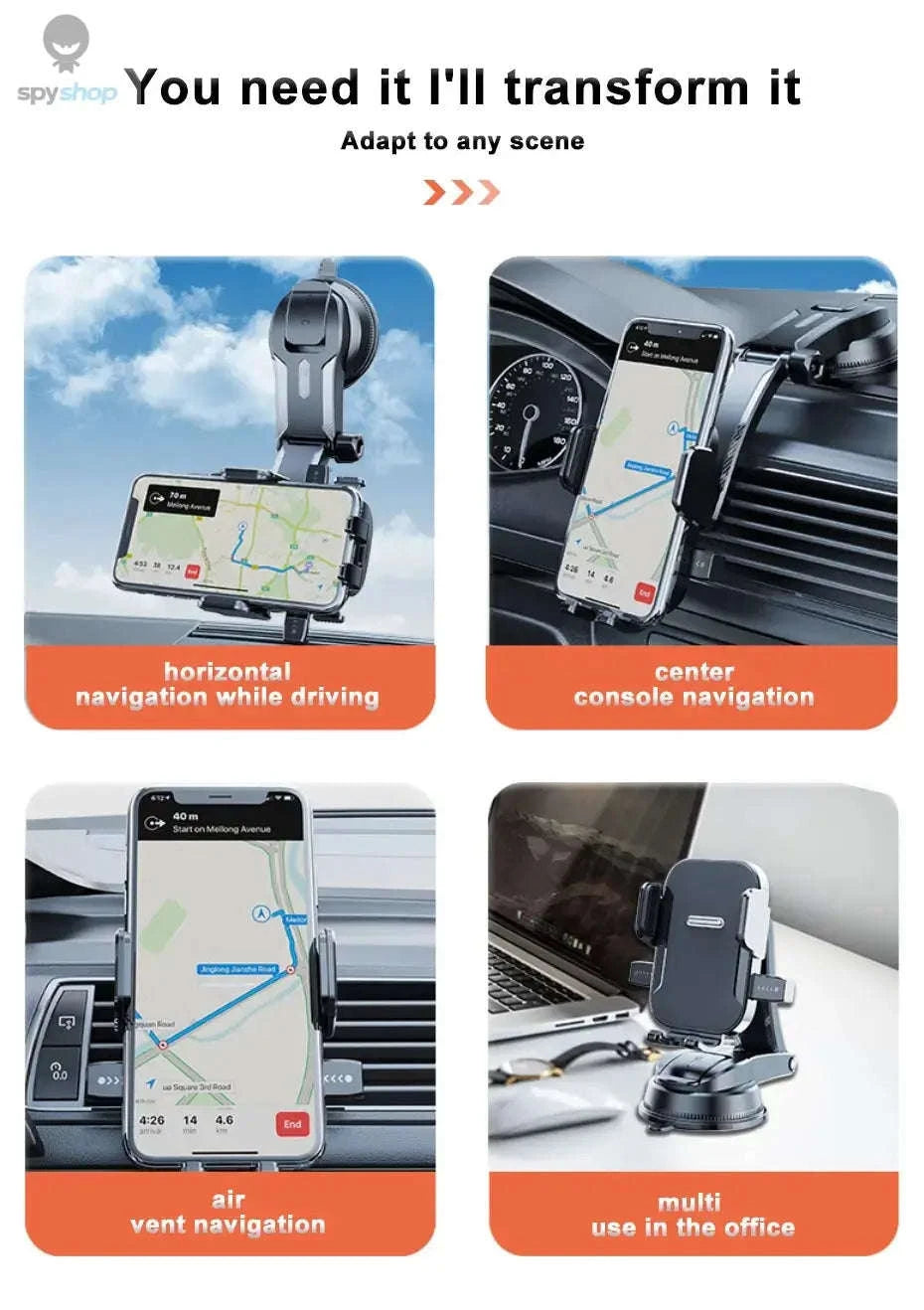 Car Dashboard Phone Mount for Steady, Hands‑Free Viewing-Mirrored type