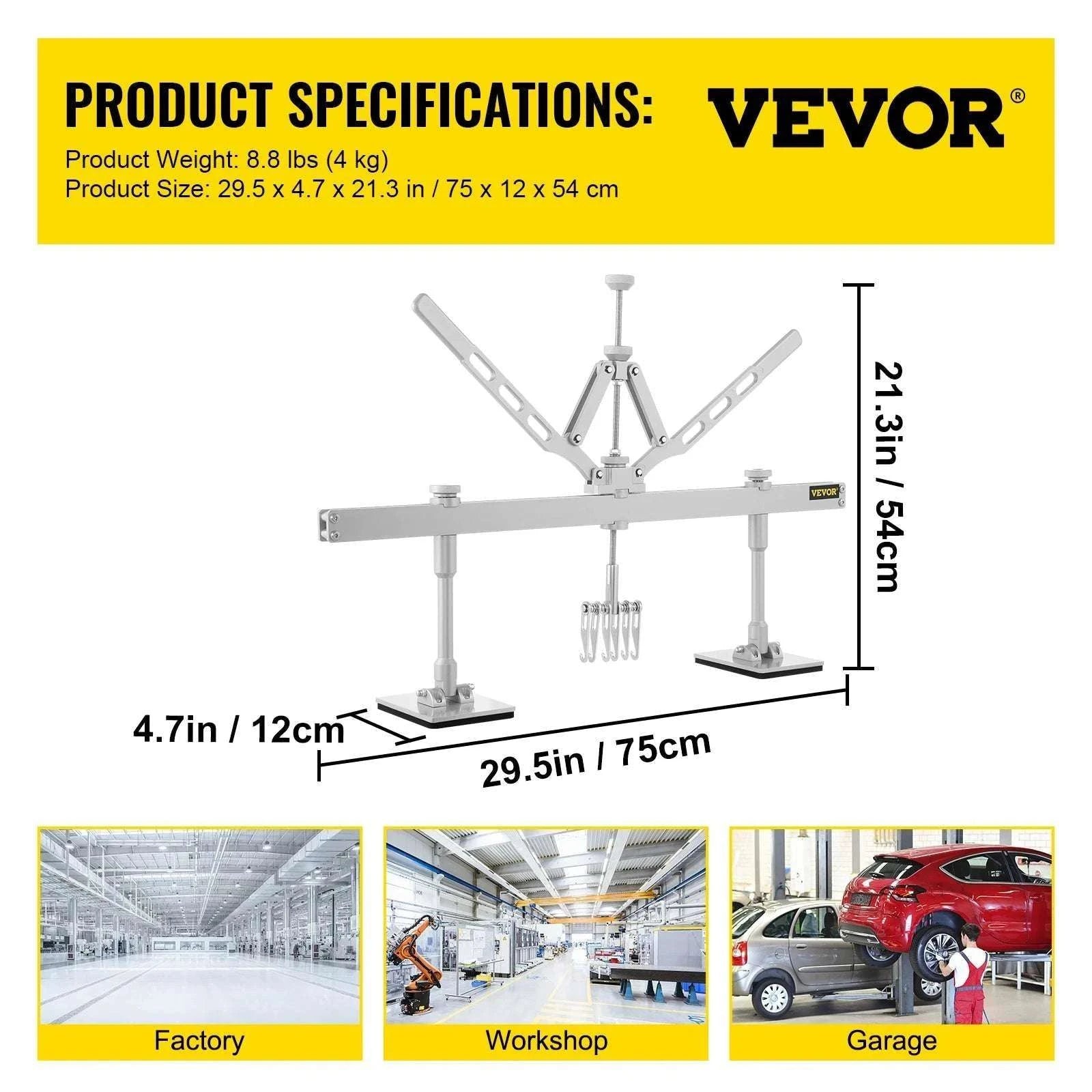 Car Dent Puller Lever Bar Kit with Dual Arms & Adjustable Foot-75cm / United States