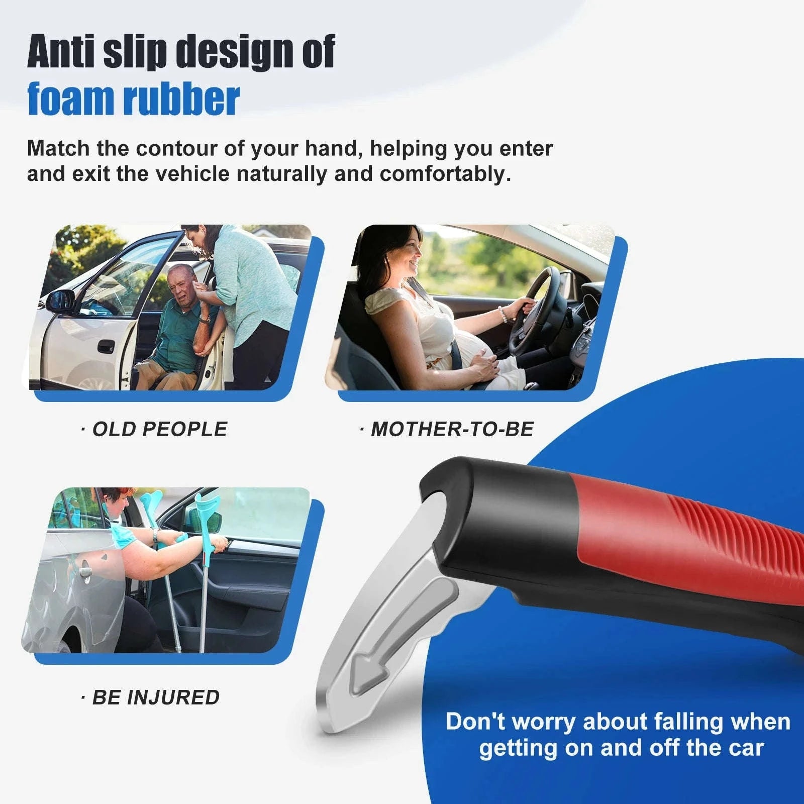 Car Door Assist Handle with Emergency Window Breaker-Blue   4PCS