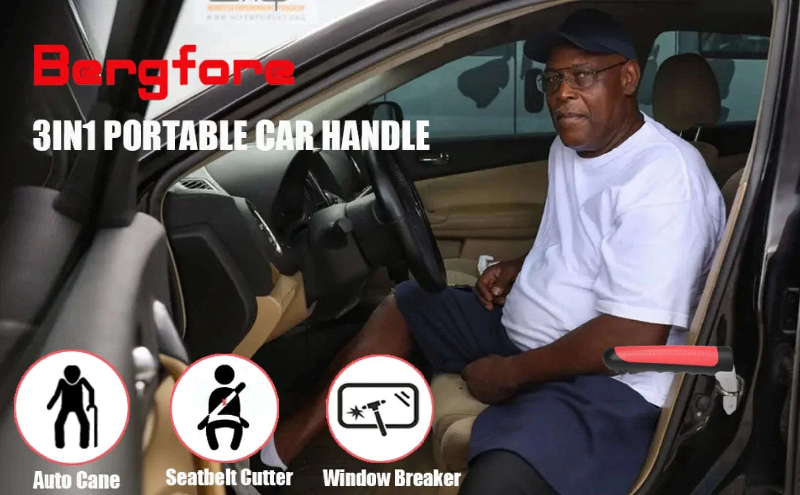Car Door Assist Handle with Emergency Window Breaker-Blue   4PCS