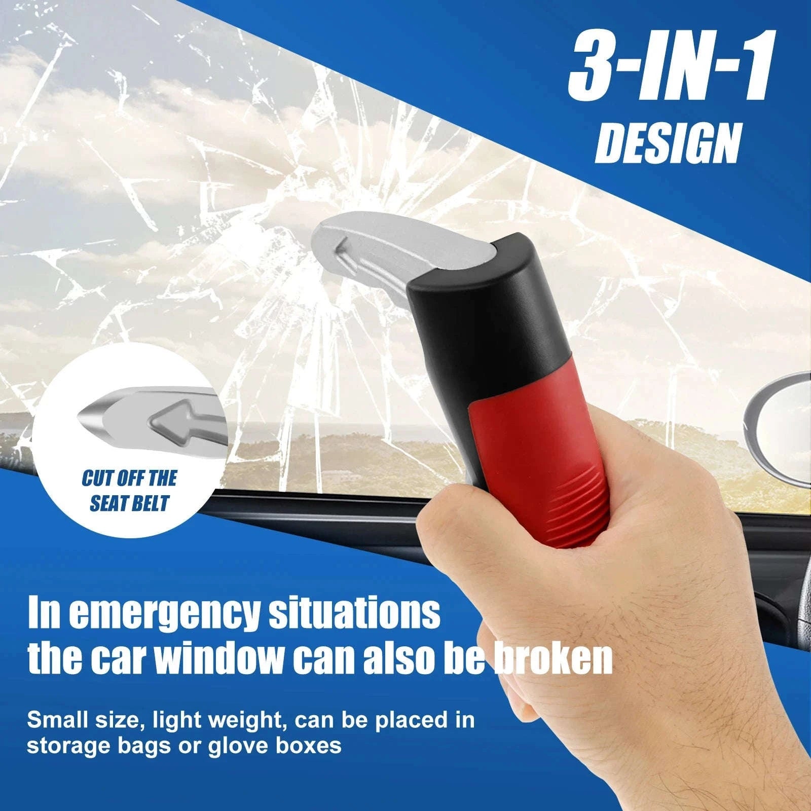Car Door Assist Handle with Emergency Window Breaker-Blue   4PCS