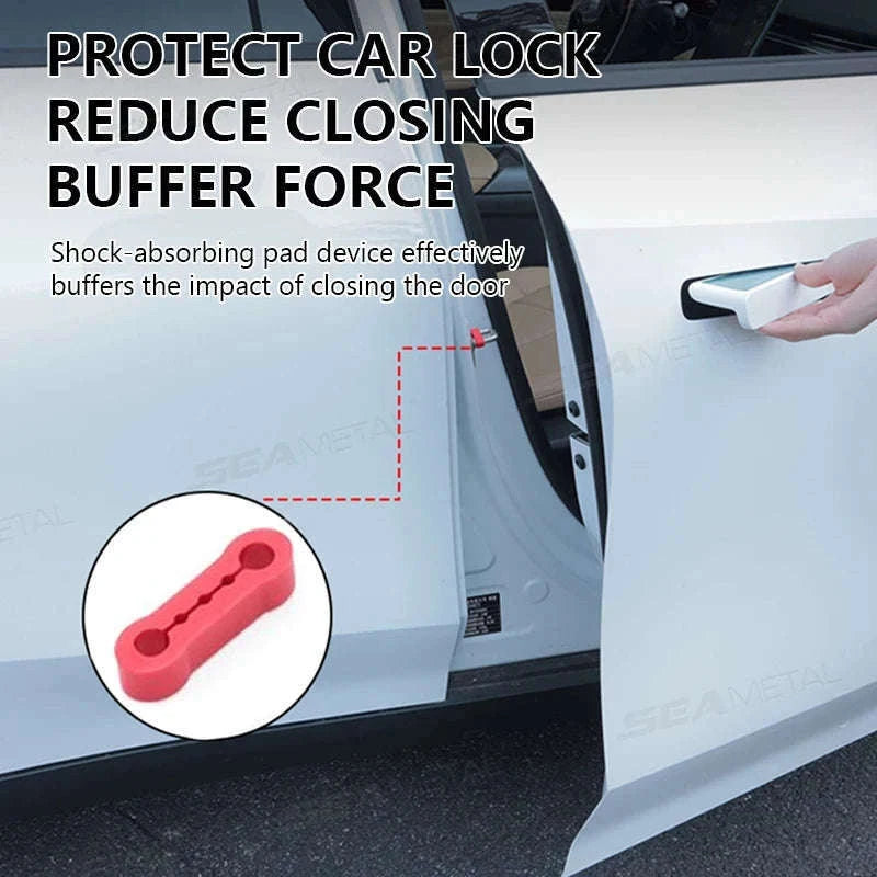 Car Door Buckle Cushion Pad-Red 4pcs