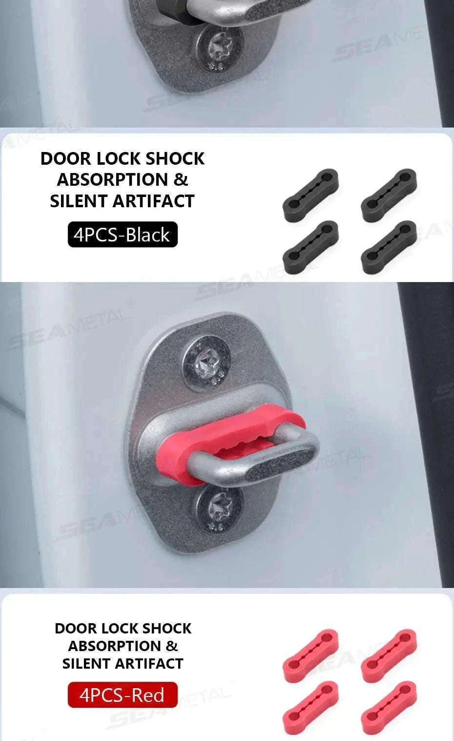 Car Door Buckle Cushion Pad-Red 4pcs