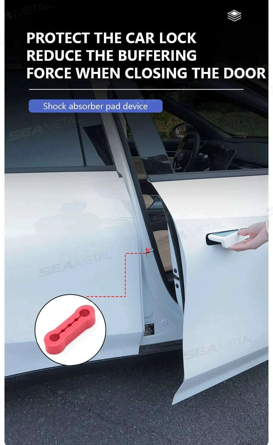 Car Door Buckle Cushion Pad-Red 4pcs