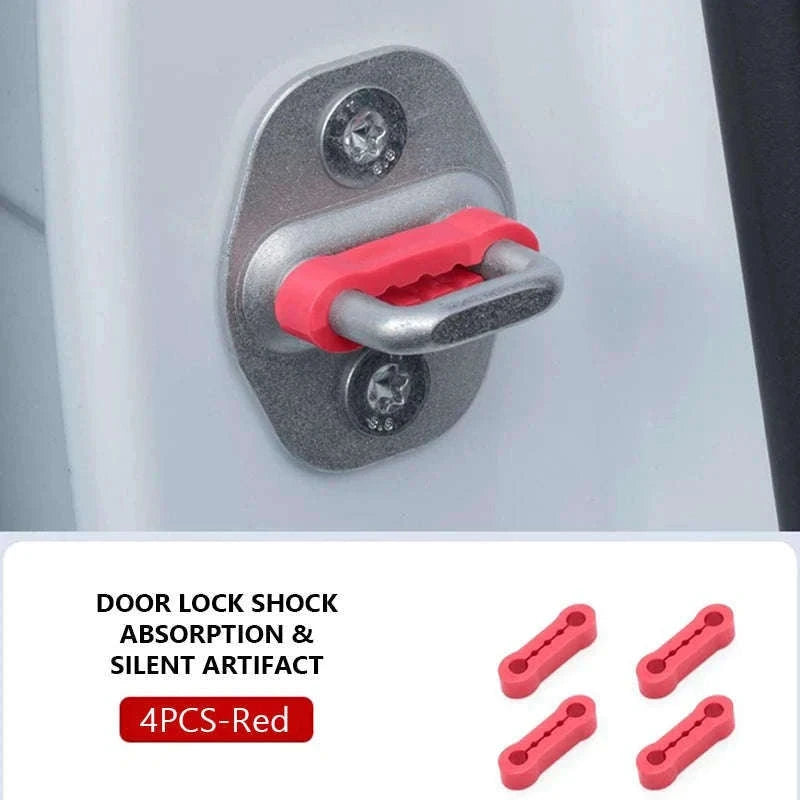 Car Door Buckle Cushion Pad-Red 4pcs