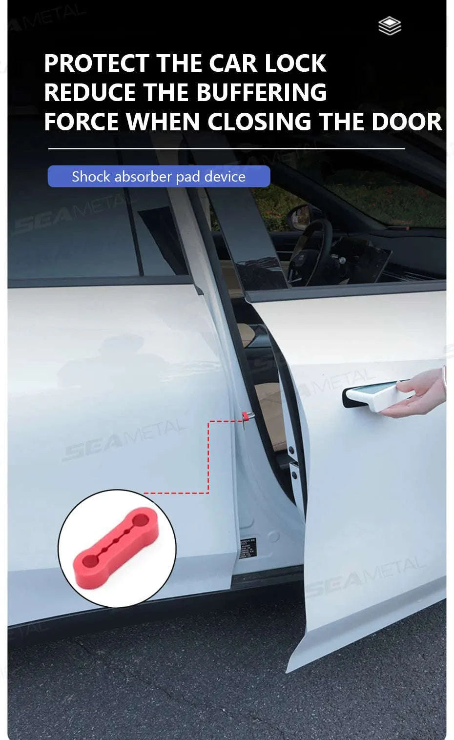 Car Door Buckle Cushion Pad-Red 4pcs