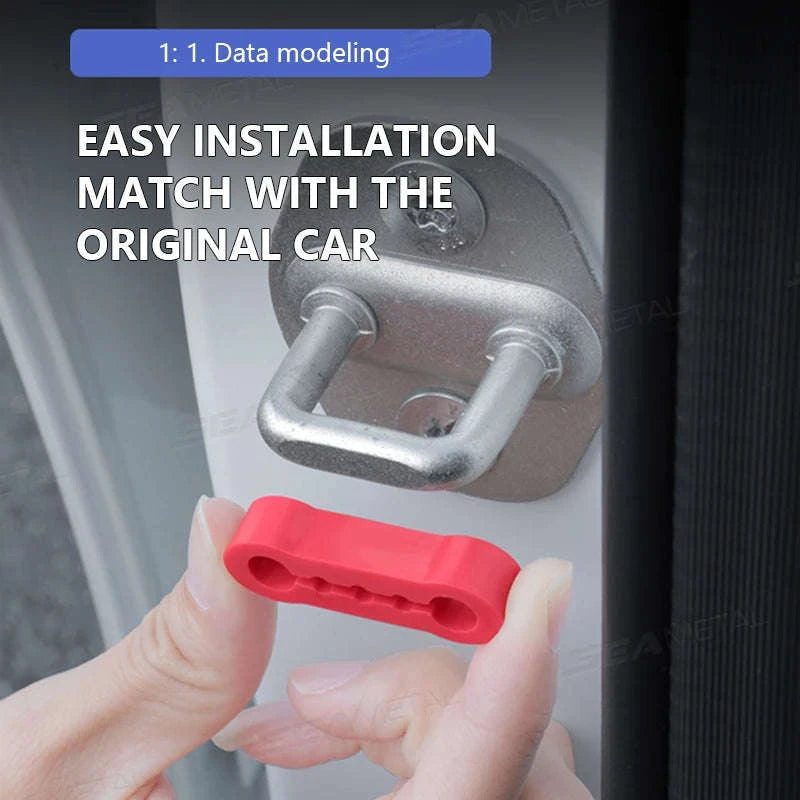 Car Door Buckle Cushion Pad-Red 4pcs