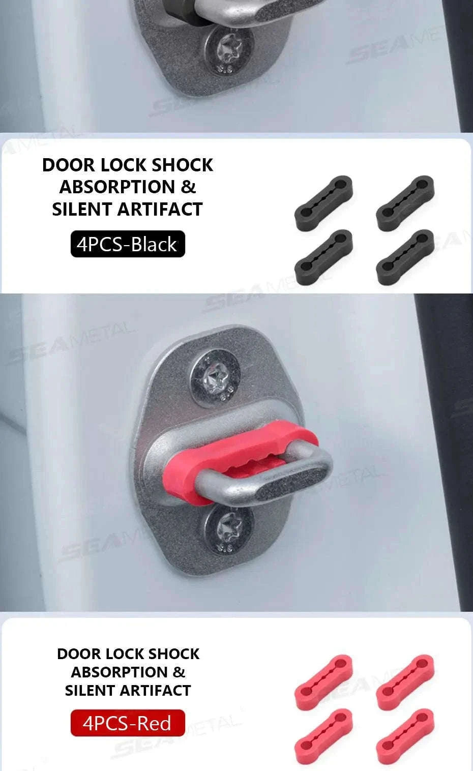 Car Door Buckle Cushion Pad-Red 4pcs